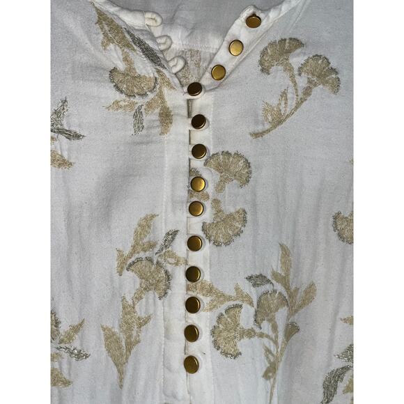 Anthropologie FLOREAT Atley White Floral Embroidered Peasant Blouse - Size L - Picture 3 of 11